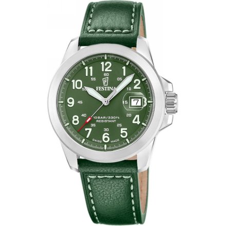 Festina Field Swiss Made Zegarek Męski z zieloną tarczą + 2 paski 20081/3