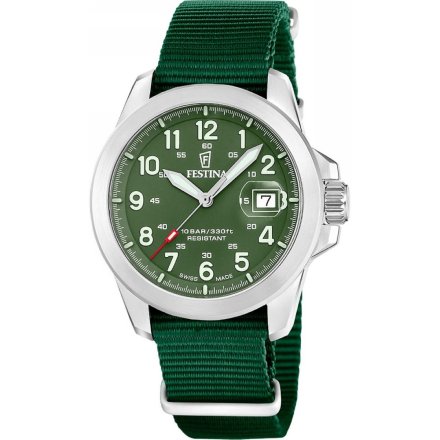 Festina Field Swiss Made Zegarek Męski z zieloną tarczą + 2 paski 20081/3