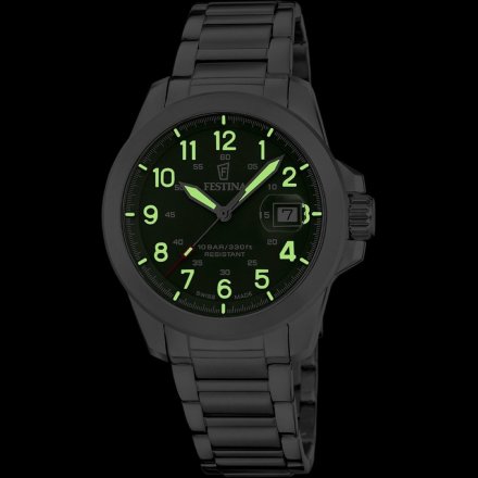 Festina Field Swiss Made Zegarek Męski z zieloną tarczą + 2 paski 20081/3