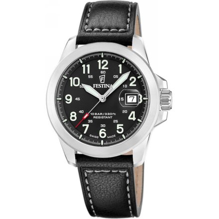 Festina Field Swiss Made Zegarek Męski z czarną tarczą + 2 paski 20081/4