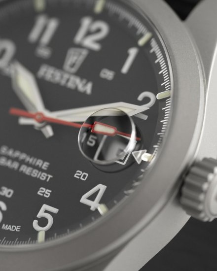 Festina Field Swiss Made Zegarek Męski srebrny z czarnym paskiem 20082/3