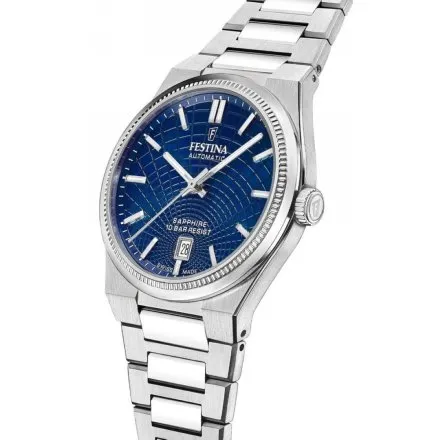 Festina Swiss Made Automatic Zegarek Męski z niebieską tarczą na bransolecie 20083/2