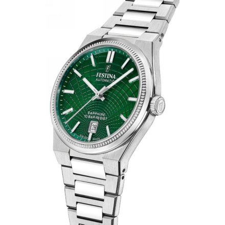 Festina Swiss Made Automatic Zegarek Męski z zieloną tarczą na bransolecie 20083/3