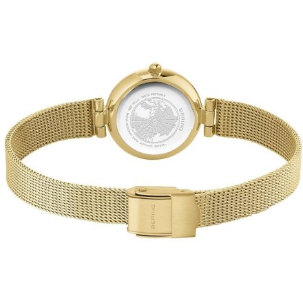 Bering Classic zegarek damski złoty na bransolecie mesh 17724-330