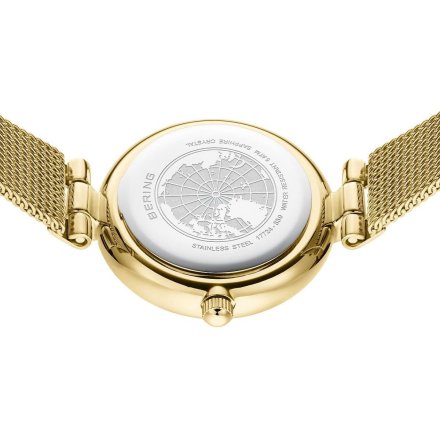 Bering Classic zegarek damski złoty na bransolecie mesh 17724-330