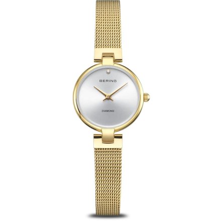 Bering Classic zegarek damski złoty na bransolecie mesh 17724-330