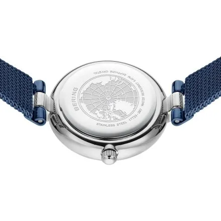 Bering Classic zegarek damski granatowy na bransolecie mesh 17724-307