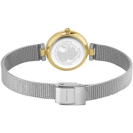 Bering Classic zegarek damski srebrno-złoty na bransolecie mesh 17724-010