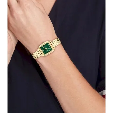 Tommy Hilfiger MIA zegarek damski złoty kwadrat zielona tarcza 1782858 