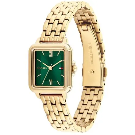 Tommy Hilfiger MIA zegarek damski złoty kwadrat zielona tarcza 1782858 
