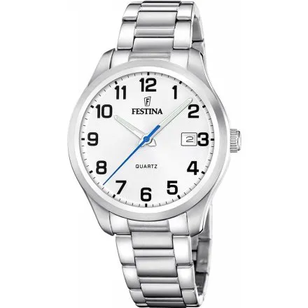 Festina Classic Zegarek Męski na bransolecie ze srebrną tarczą 20736/1