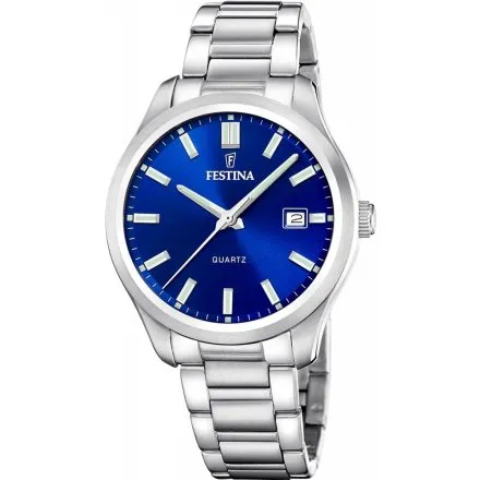 Festina Classic Zegarek Męski na bransolecie z niebieską tarczą 20736/3