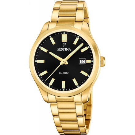 Festina Classic Zegarek Męski na bransolecie z czarną tarczą 20740/3