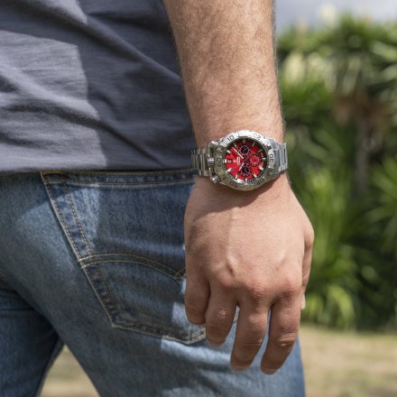 Festina The Originals Zegarek Męski na bransolecie z czerwoną tarczą 20743/5