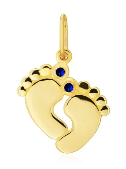 Zawieszka złota stópki z granatowymi cyrkoniami • Złoto 585 0.65 g