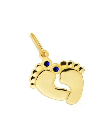 Zawieszka złota stópki z granatowymi cyrkoniami • Złoto 585 0.65 g