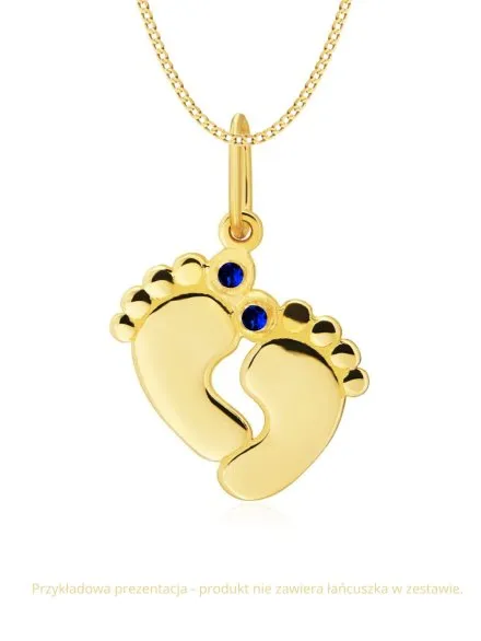 Zawieszka złota stópki z granatowymi cyrkoniami • Złoto 585 0.65 g