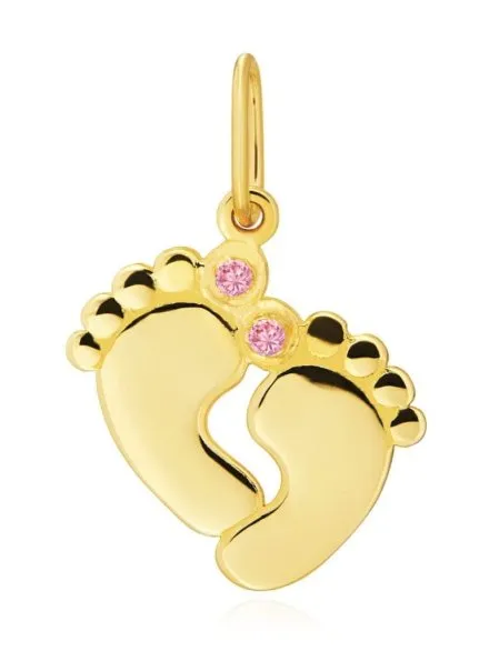 Zawieszka złota stópki z różowymi cyrkoniami • Złoto 585 0.67 g