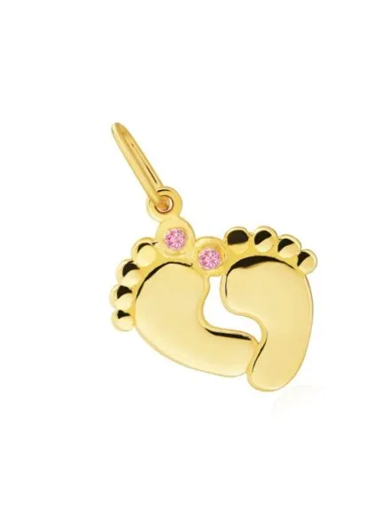 Zawieszka złota stópki z różowymi cyrkoniami • Złoto 585 0.67 g