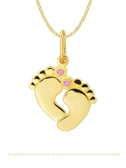 Zawieszka złota stópki z różowymi cyrkoniami • Złoto 585 0.67 g