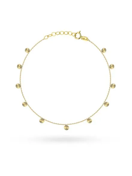 Bransoletka złota z diamentowanymi kółkami • Złoto 585 0.78 g