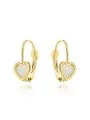 Kolczyki złote serduszka z opalitem na angielskim zapięciu • Złoto 585 1.30 g