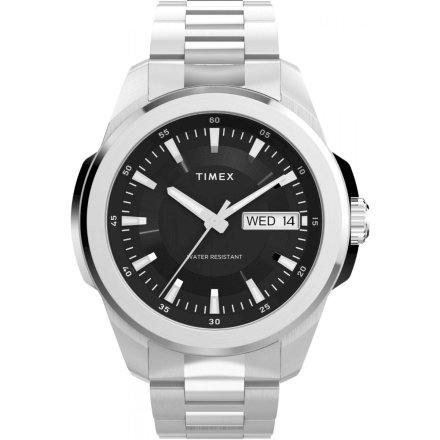 Timex Essex Day and Date TW2Y21000 Męski zegarek srebrny na bransolecie