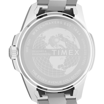 Timex Essex Day and Date TW2Y21000 Męski zegarek srebrny na bransolecie