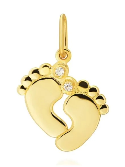 Zawieszka złota stópki z cyrkoniami • Złoto 585 0.67 g