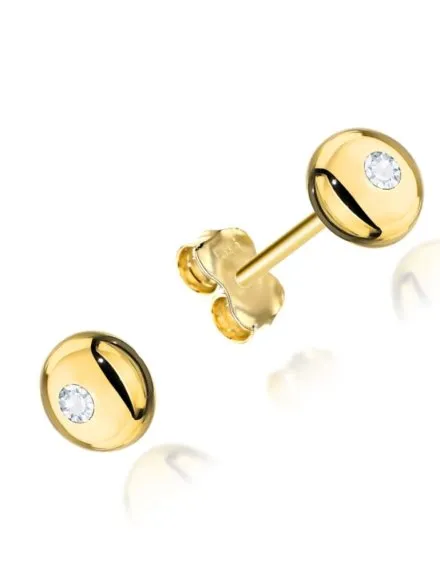 Kolczyki złote kółka z centralną cyrkonią • Złoto 585 0.98 g