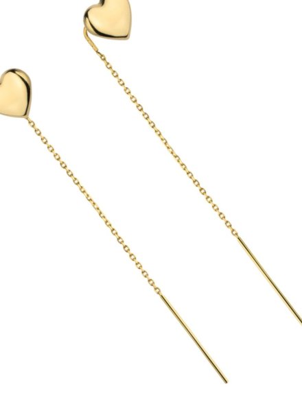 Kolczyki przewlekane złote serduszka • Złoto 585 0.82 g