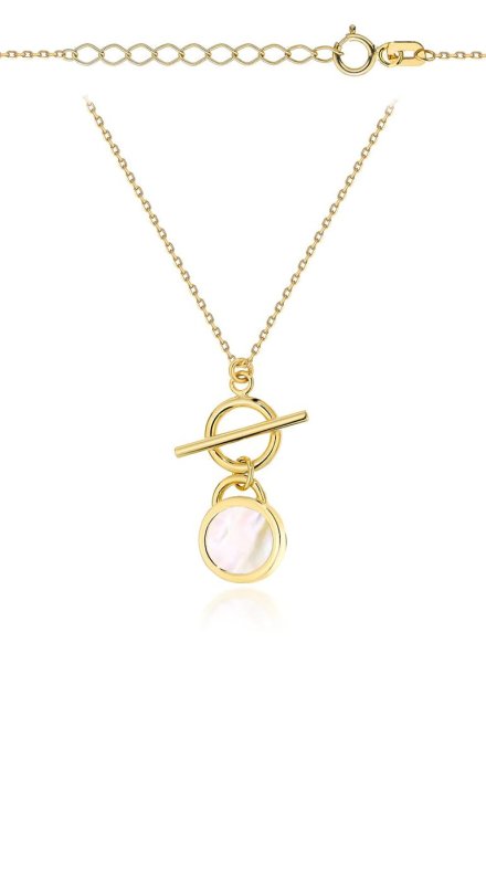 Naszyjnik złoty kółeczko i masa perłowa • Złoto 585 2.47 g 