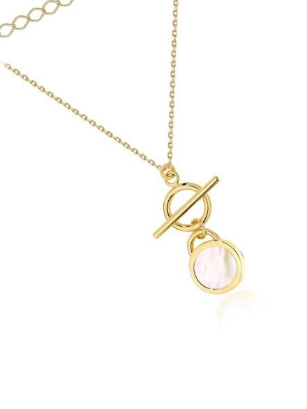 Naszyjnik złoty kółeczko i masa perłowa • Złoto 585 2.47 g 