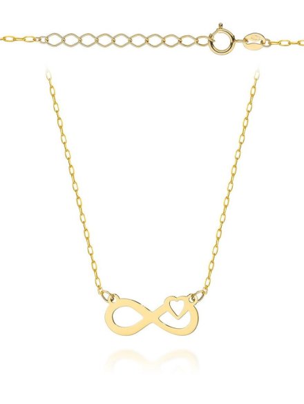 Naszyjnik złoty znak nieskończoności z serduszkiem • Złoto 585 0.79 g 