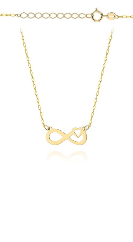 Naszyjnik złoty znak nieskończoności z serduszkiem • Złoto 585 0.79 g 