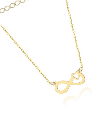 Naszyjnik złoty znak nieskończoności z serduszkiem • Złoto 585 0.79 g 