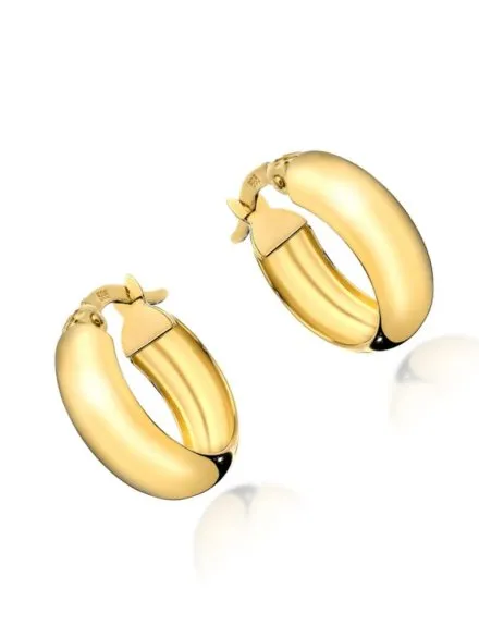 Kolczyki szerokie złote koła małe na angielskim zapięciu • Złoto 585 1.52 g