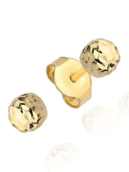 Kolczyki kulki super lekkie diamentowane 6 mm • Złoto 585 0.55 g