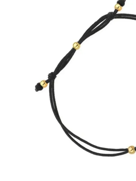 Bransoletka złote splecione serca na czarnym sznurku • Złoto 585 1.02 g