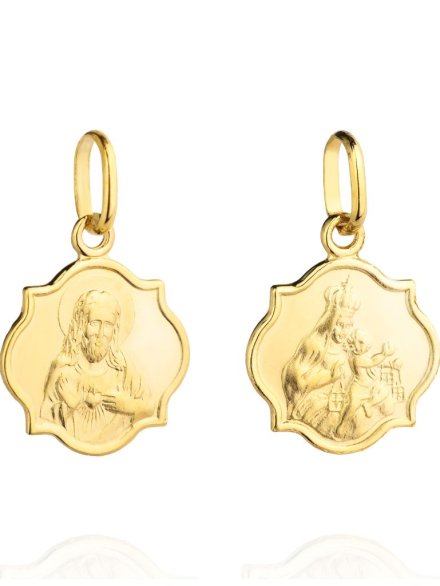 Szkaplerz Matka Boska otwarte serce Jezusa błyszczący • Złoto 585 1.09 g