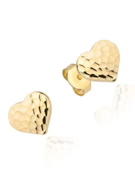Kolczyki złote diamentowane serca puste super lekkie • Złoto 585 0.53 g