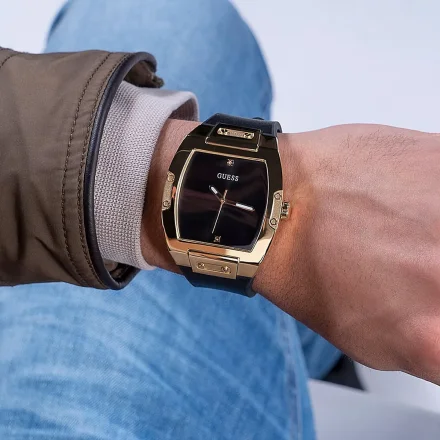 Guess Phoenix zegarek męski złoty z czarnym paskiem GW0386G3