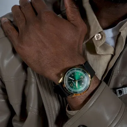 Guess Max zegarek męski z zieloną tarczą i czarnym paskiem GW0494G4