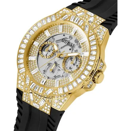 Guess Dynasty zegarek złoty z kryształkami na pasku GW0498G2