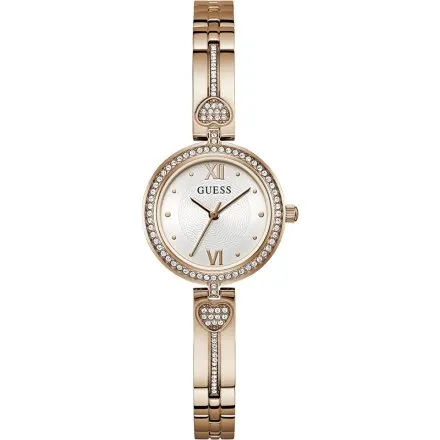Guess Lovey zegarek damski różowozłoty z kryształkami GW0655L3