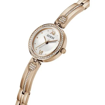 Guess Lovey zegarek damski różowozłoty z kryształkami GW0655L3