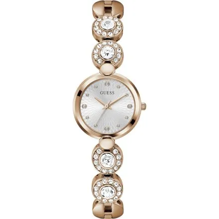 Guess Stardom zegarek damski biżuteryjny różowozłoty z kryształami GW0757L3