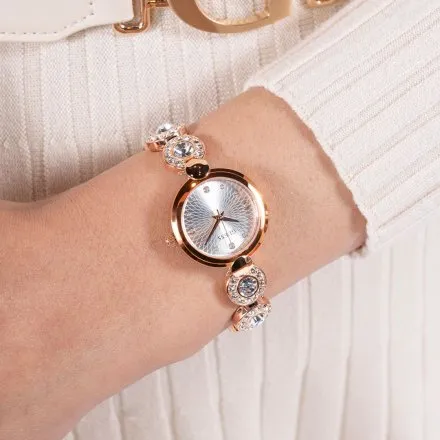 Guess Stardom zegarek damski biżuteryjny różowozłoty z kryształami GW0757L3