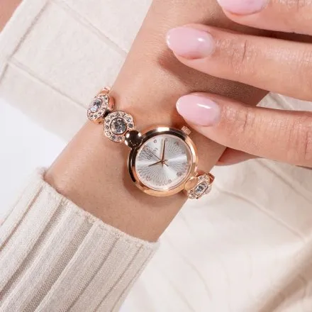 Guess Stardom zegarek damski biżuteryjny różowozłoty z kryształami GW0757L3