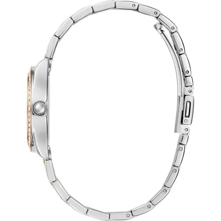 Guess Mini Luna srebrny zegarek damski na bransolecie z różowozłotymi detalami GW0841L3